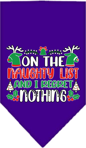 Christmas Pet and Dog Bandana Screen Printed, "On The Naughty List And I Regret Nothing"-2