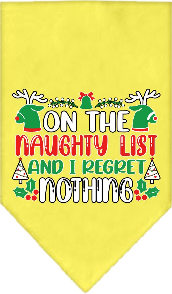 Christmas Pet and Dog Bandana Screen Printed, "On The Naughty List And I Regret Nothing"-9