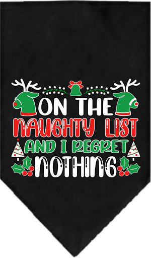 Christmas Pet and Dog Bandana Screen Printed, "On The Naughty List And I Regret Nothing"-5