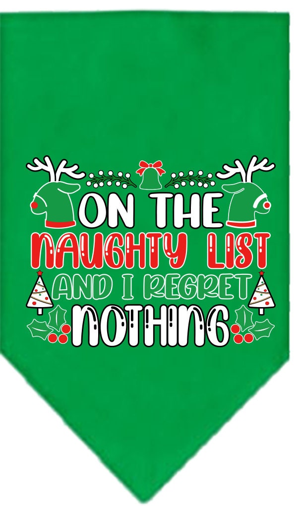 Christmas Pet and Dog Bandana Screen Printed, "On The Naughty List And I Regret Nothing"-7