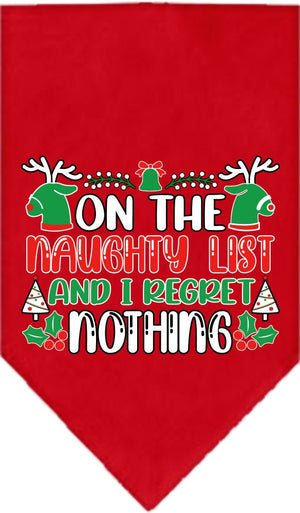 Christmas Pet and Dog Bandana Screen Printed, "On The Naughty List And I Regret Nothing"-8