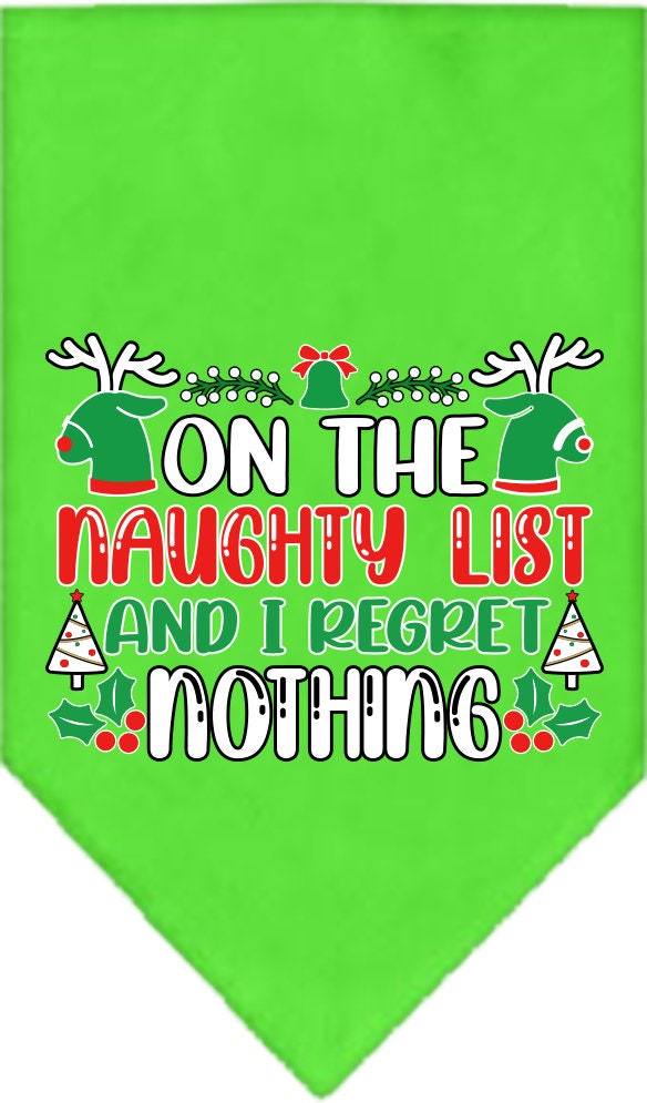 Christmas Pet and Dog Bandana Screen Printed, "On The Naughty List And I Regret Nothing"-6