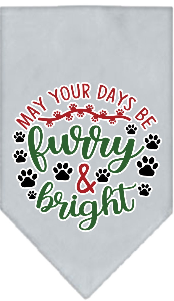 Christmas Pet and Dog Bandana Screen Printed, "Furry & Bright"-1