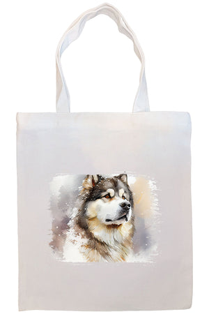 Canvas Tote Bag, Zippered With Handles & Inner Pocket, "Alaskan Malamute"-4