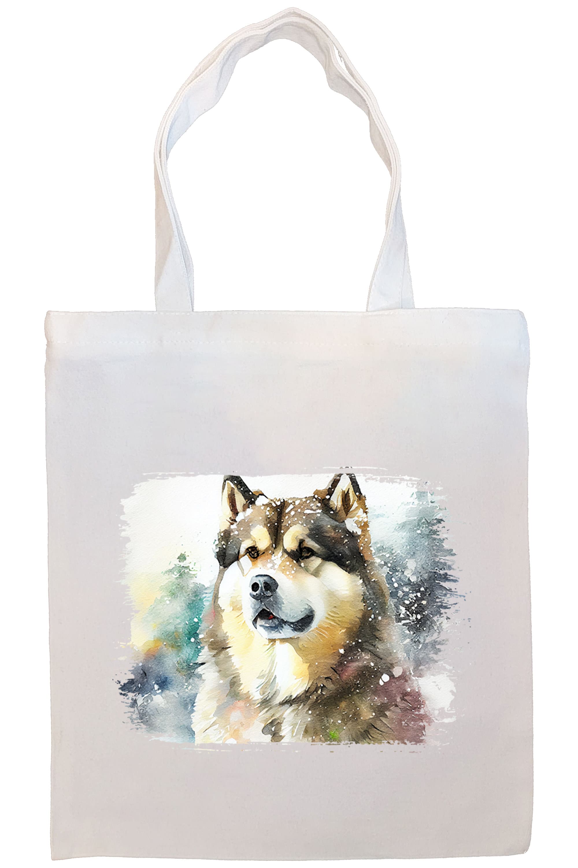 Canvas Tote Bag, Zippered With Handles & Inner Pocket, "Alaskan Malamute"-2