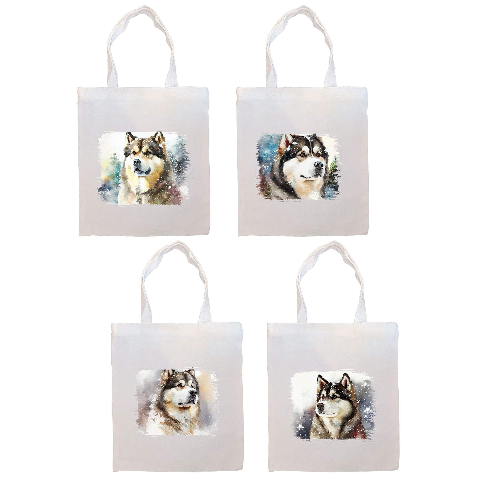 Canvas Tote Bag, Zippered With Handles & Inner Pocket, "Alaskan Malamute"-0