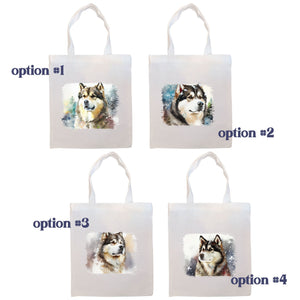 Canvas Tote Bag, Zippered With Handles & Inner Pocket, "Alaskan Malamute"-1