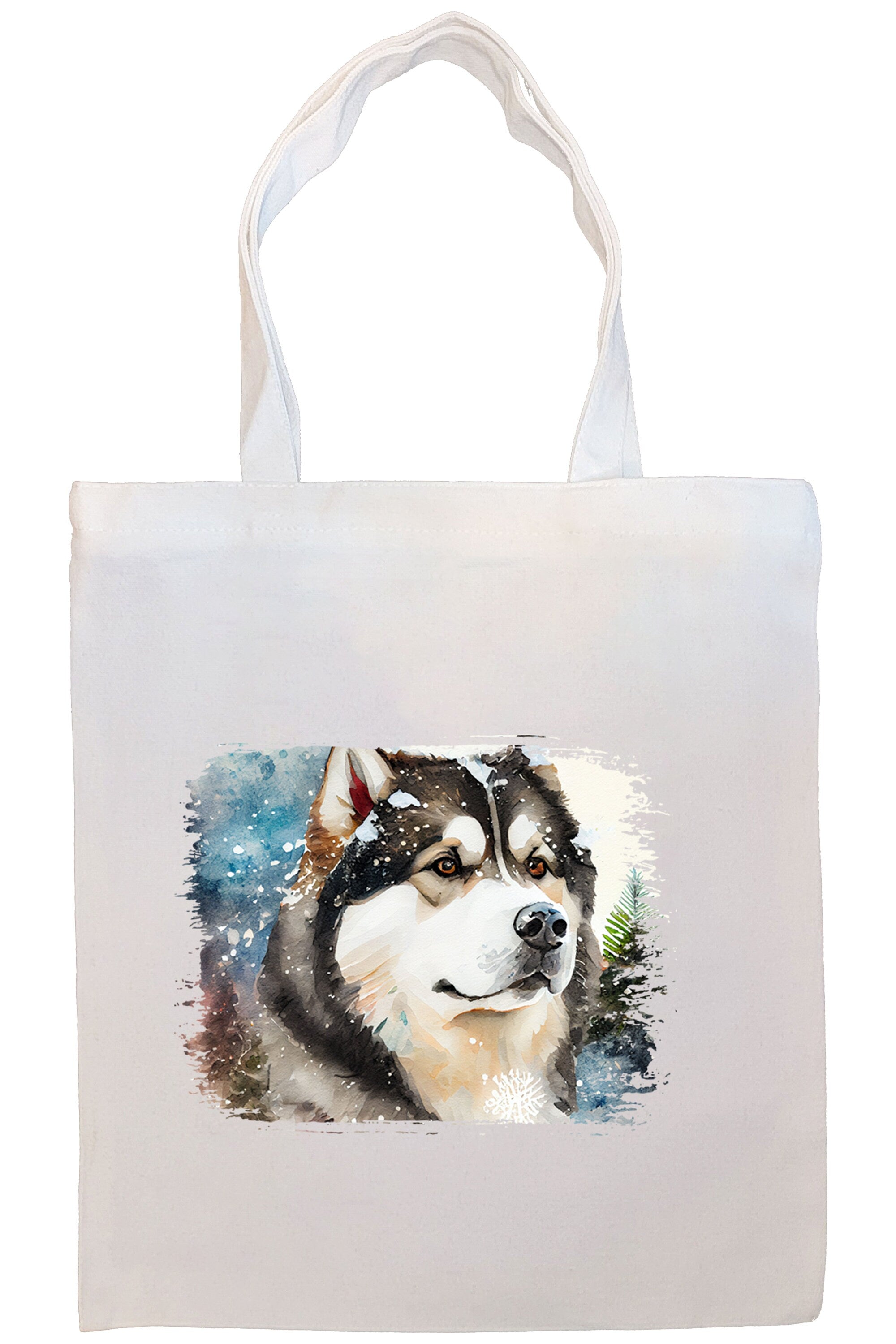 Canvas Tote Bag, Zippered With Handles & Inner Pocket, "Alaskan Malamute"-3