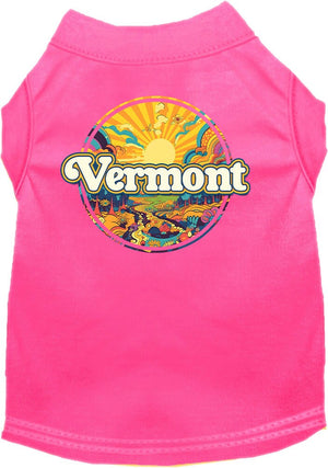 Pet Dog & Cat Screen Printed Shirt, "Vermont Trippy Peaks"-4