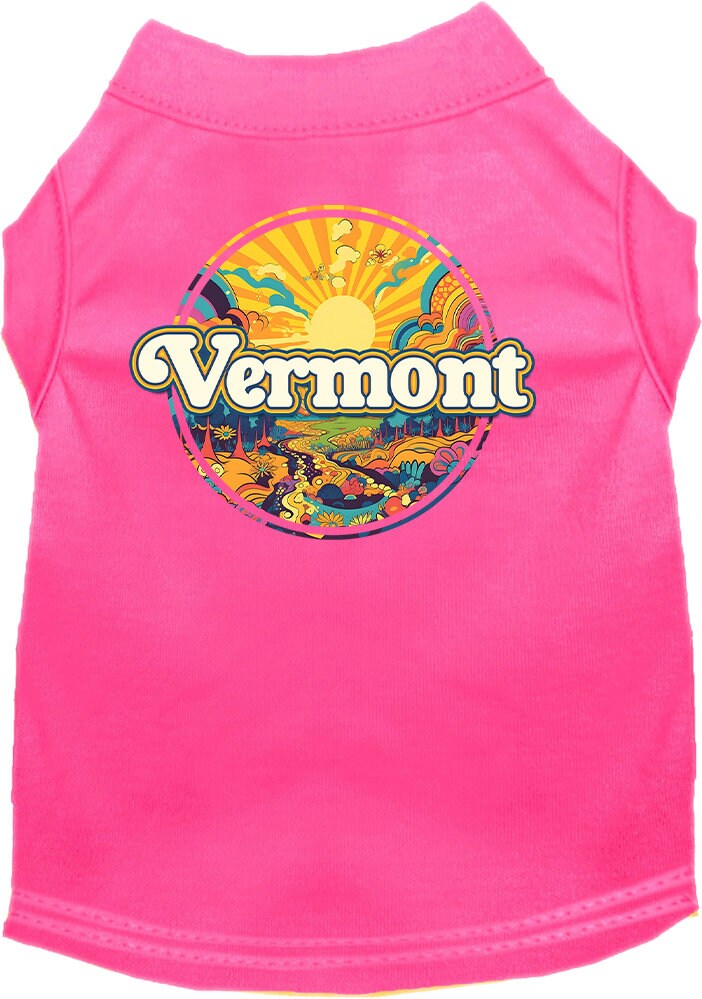 Pet Dog & Cat Screen Printed Shirt, "Vermont Trippy Peaks"-4