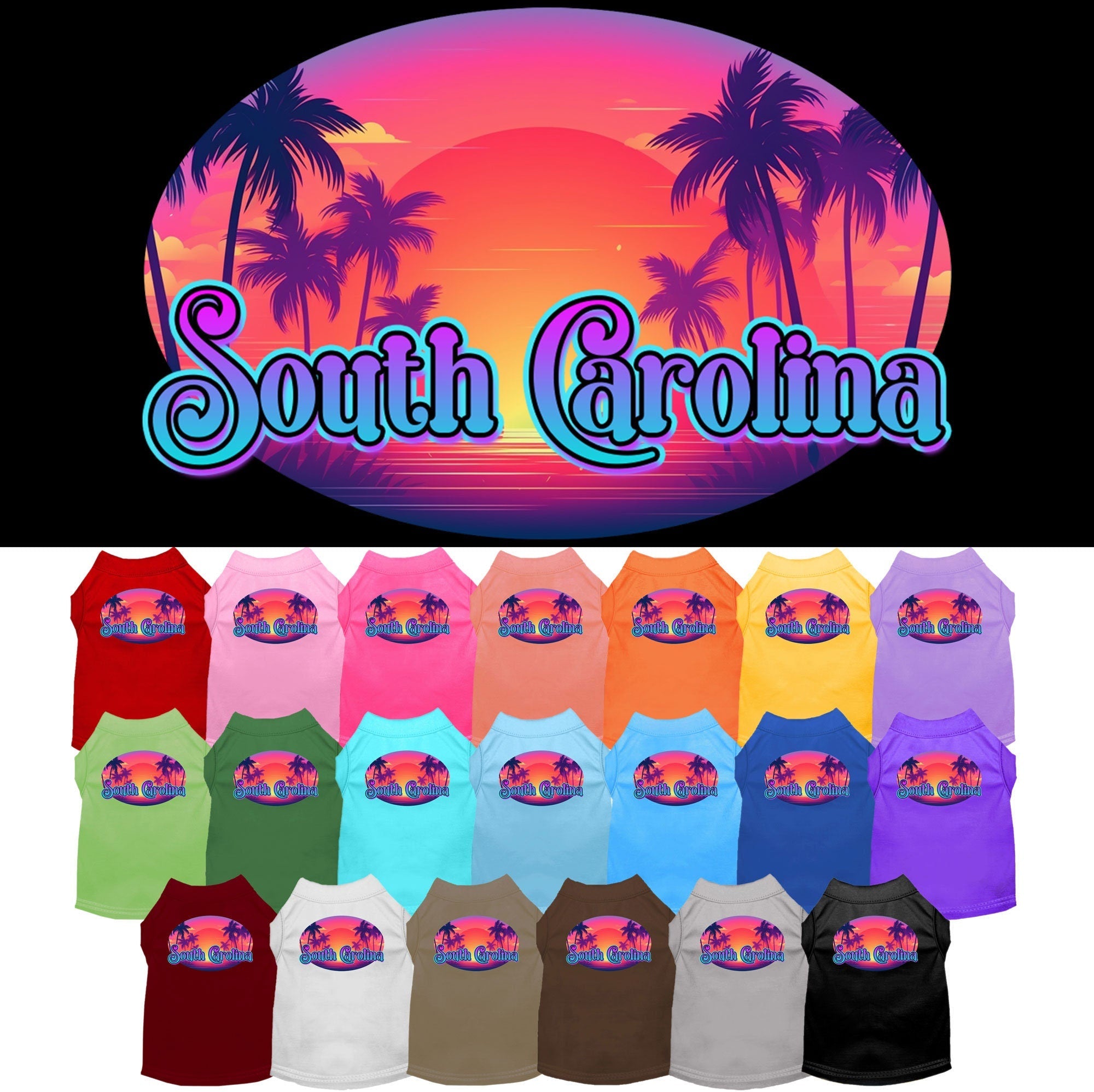 Pet Dog & Cat Screen Printed Shirt for Medium to Large Pets (Sizes 2XL-6XL), "South Carolina Classic Beach"-0