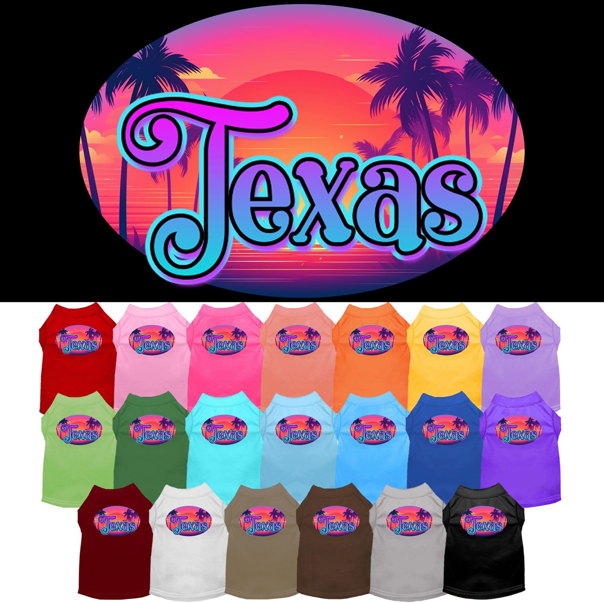 Pet Dog & Cat Screen Printed Shirt for Small to Medium Pets (Sizes XS-XL), "Texas Classic Beach"-0