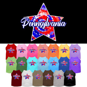 Pet Dog & Cat Screen Printed Shirt for Small to Medium Pets (Sizes XS-XL), "Pennsylvania Patriotic Tie Dye"-0