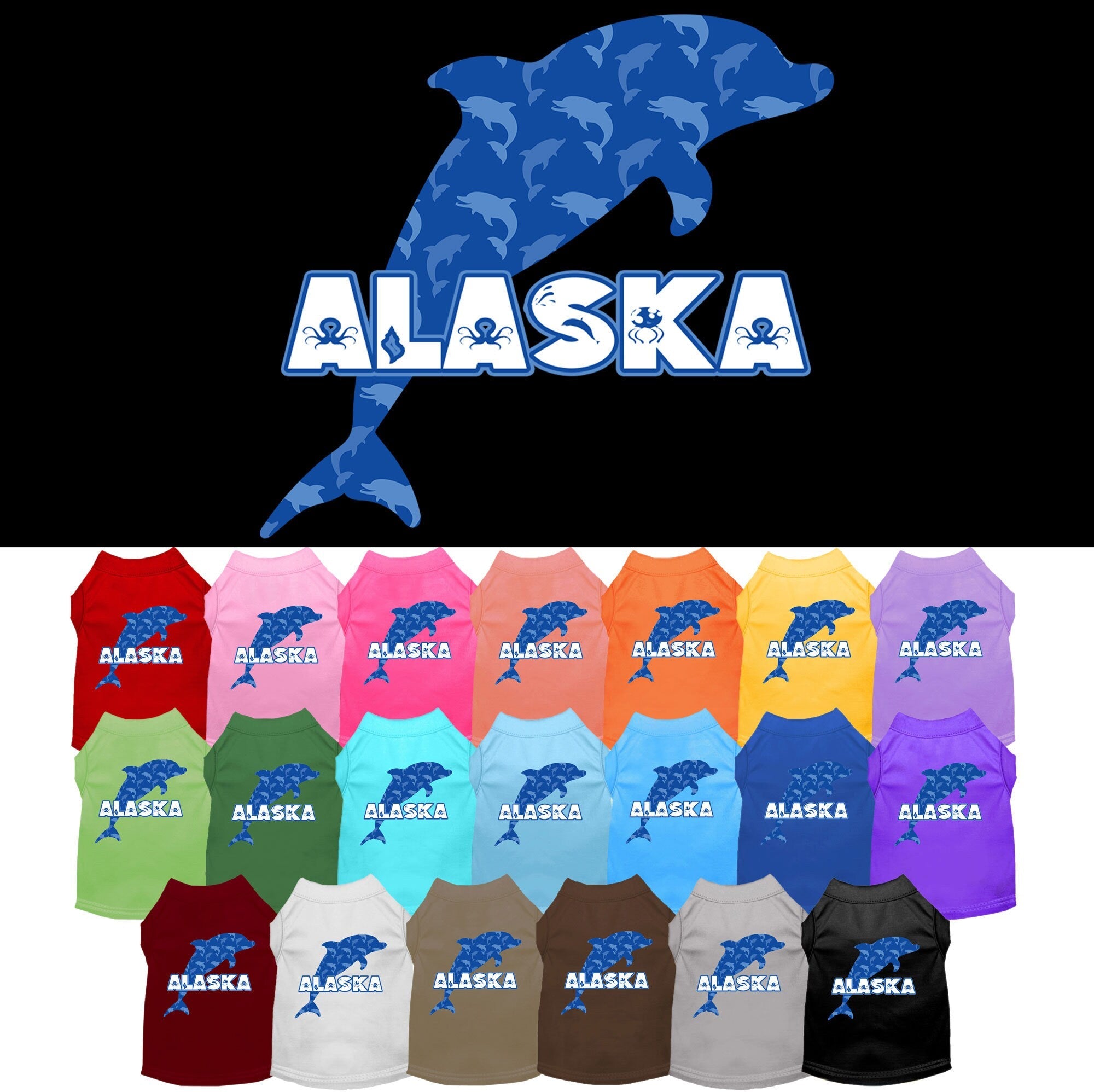 Pet Dog & Cat Screen Printed Shirt for Small to Medium Pets (Sizes XS-XL), "Alaska Blue Dolphins"-0