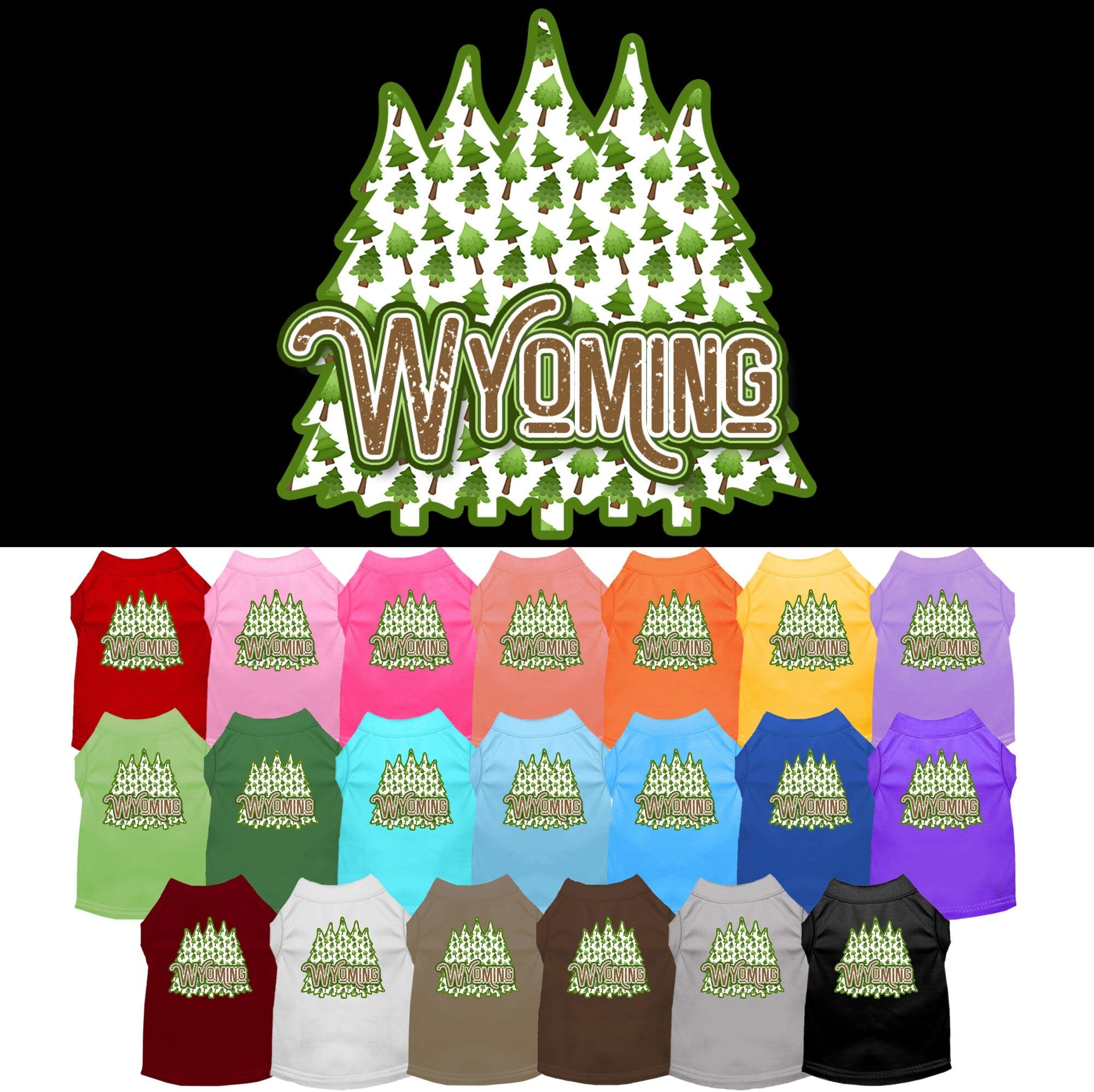 Pet Dog & Cat Screen Printed Shirt for Medium to Large Pets (Sizes 2XL-6XL), "Wyoming Woodland Trees"-0