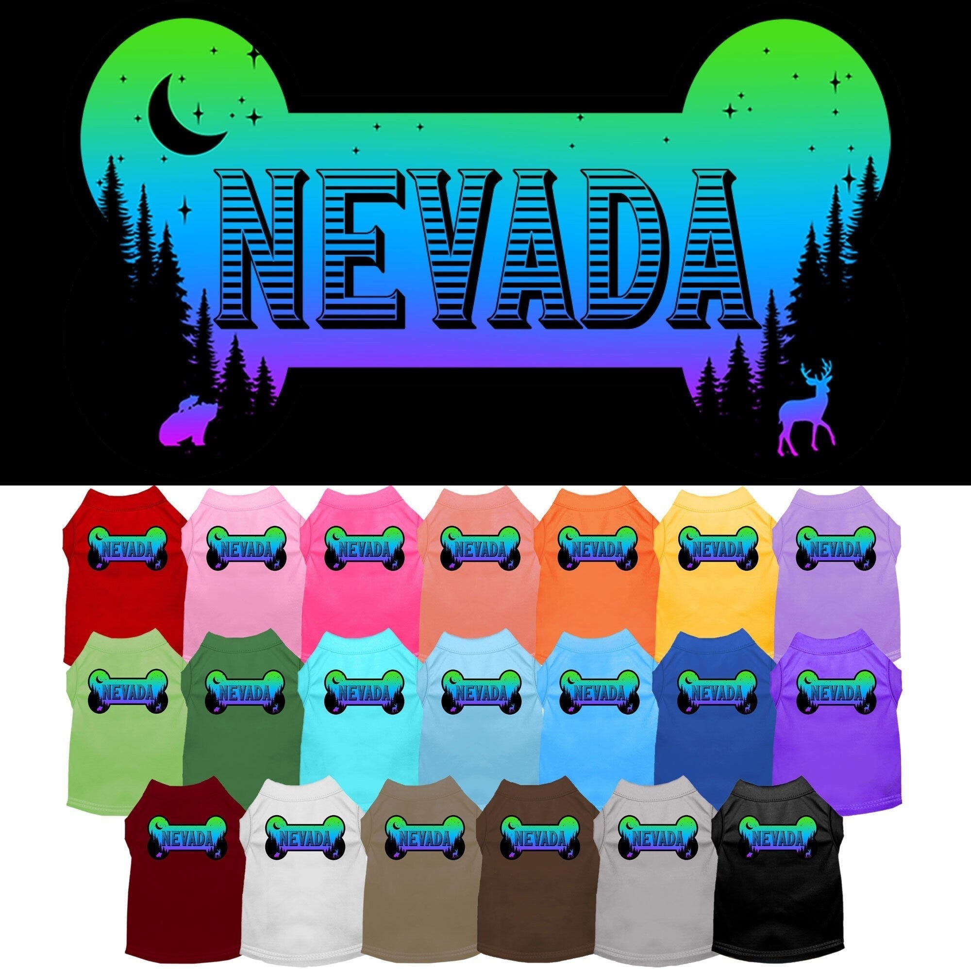 Pet Dog & Cat Screen Printed Shirt for Small to Medium Pets (Sizes XS-XL), "Nevada Mountain Shades"-0