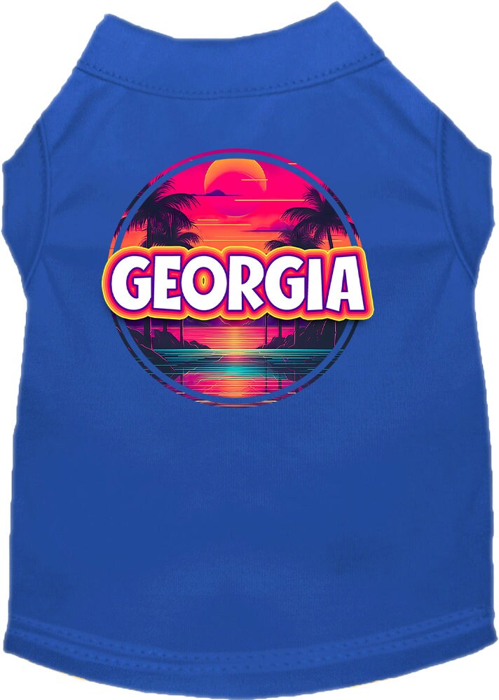 Pet Dog & Cat Screen Printed Shirt for Medium to Large Pets (Sizes 2XL-6XL), "Georgia Neon Beach Sunset"-3