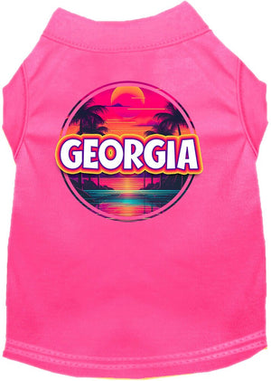 Pet Dog & Cat Screen Printed Shirt for Medium to Large Pets (Sizes 2XL-6XL), "Georgia Neon Beach Sunset"-4