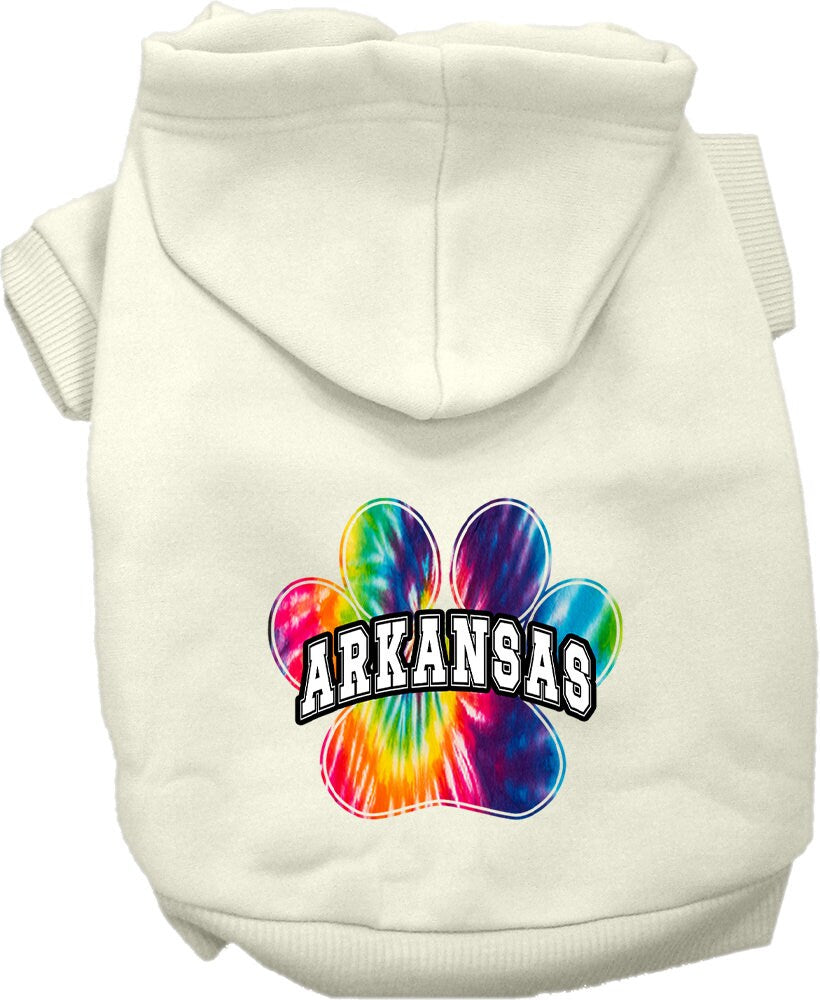 Pet Dog & Cat Screen Printed Hoodie for Medium to Large Pets (Sizes 2XL-6XL), "Arkansas Bright Tie Dye"-3