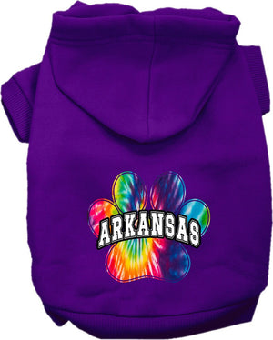 Pet Dog & Cat Screen Printed Hoodie for Medium to Large Pets (Sizes 2XL-6XL), "Arkansas Bright Tie Dye"-12