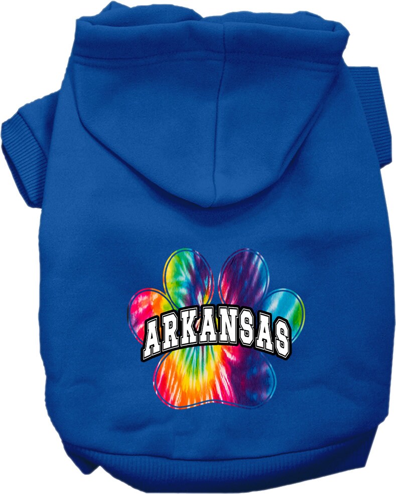 Pet Dog & Cat Screen Printed Hoodie for Medium to Large Pets (Sizes 2XL-6XL), "Arkansas Bright Tie Dye"-7