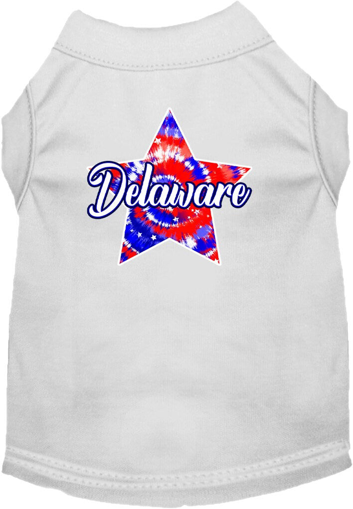 Pet Dog & Cat Screen Printed Shirt for Small to Medium Pets (Sizes XS-XL), "Delaware Patriotic Tie Dye"-3