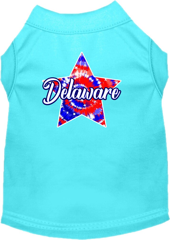 Pet Dog & Cat Screen Printed Shirt for Small to Medium Pets (Sizes XS-XL), "Delaware Patriotic Tie Dye"-4