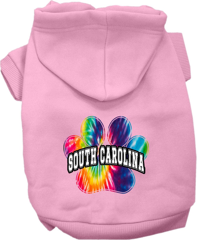 Pet Dog & Cat Screen Printed Hoodie for Medium to Large Pets (Sizes 2XL-6XL), "South Carolina Bright Tie Dye"-3