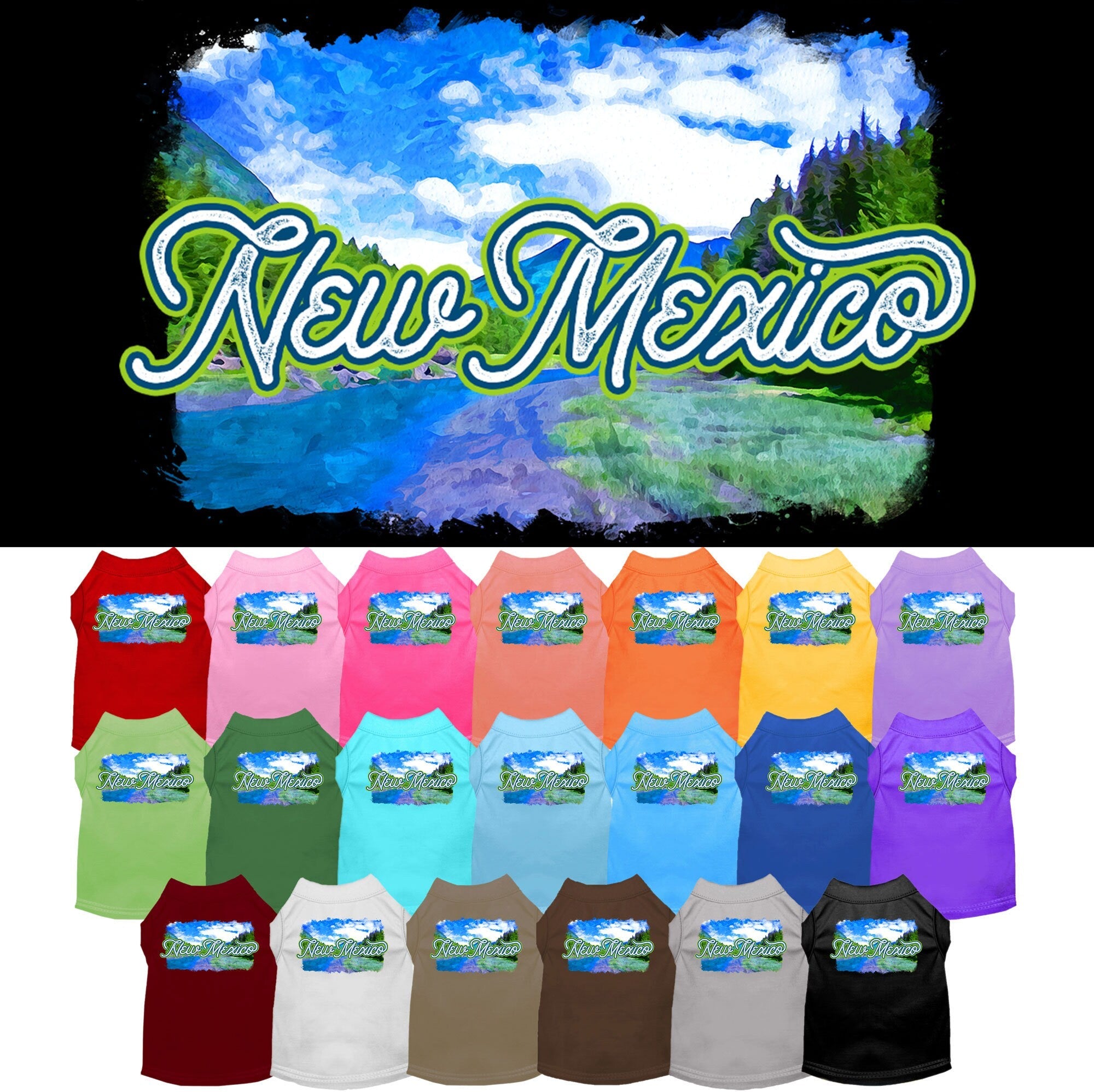 Pet Dog & Cat Screen Printed Shirt for Small to Medium Pets (Sizes XS-XL), "New Mexico Summer"-0