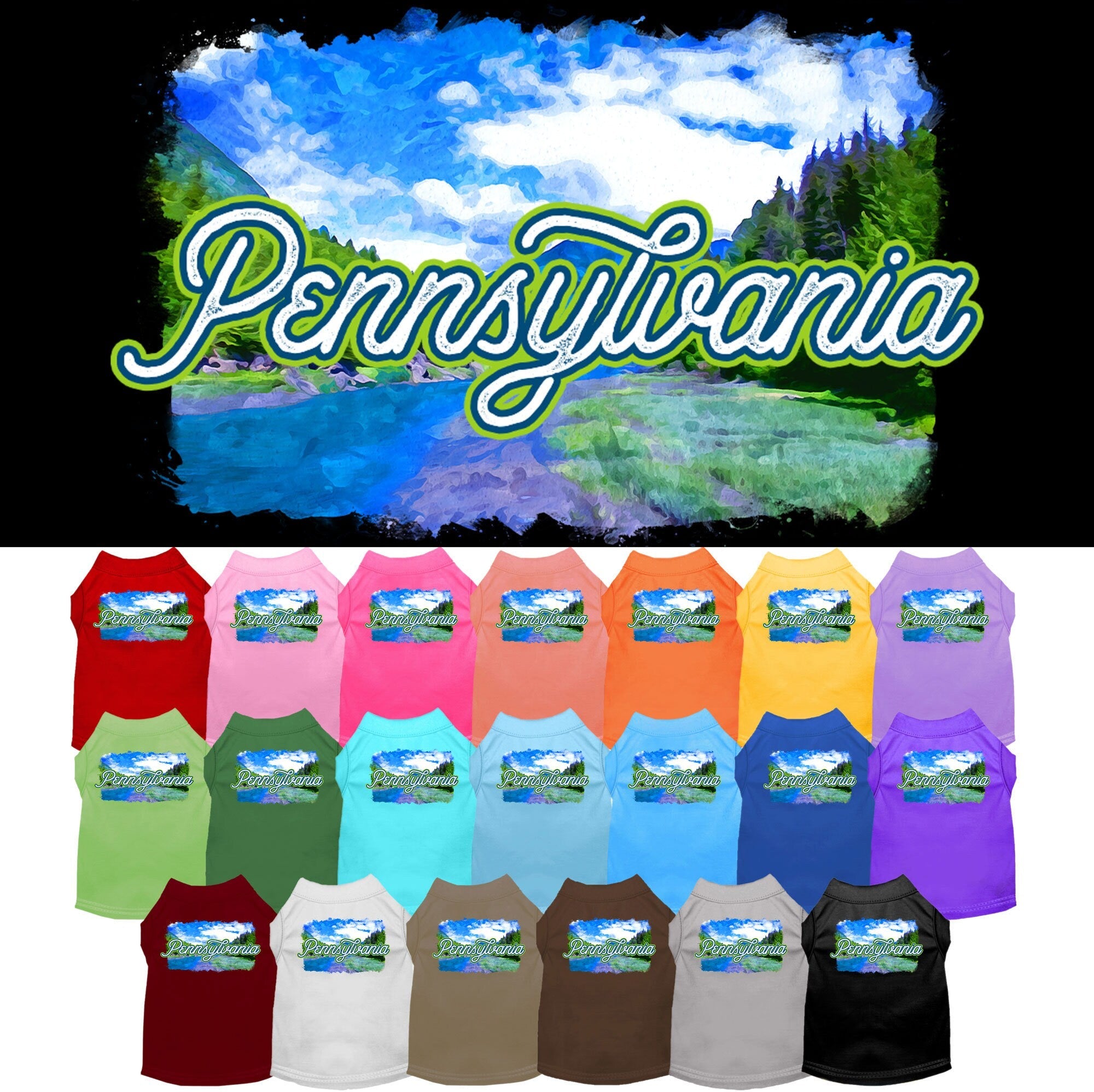 Pet Dog & Cat Screen Printed Shirt for Small to Medium Pets (Sizes XS-XL), "Pennsylvania Summer"-0