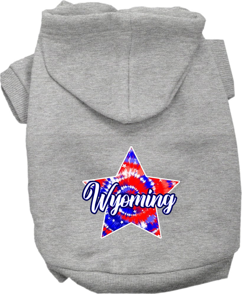 Pet Dog & Cat Screen Printed Hoodie for Small to Medium Pets (Sizes XS-XL), "Wyoming Patriotic Tie Dye"-2