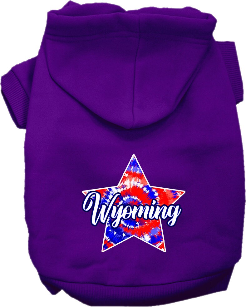 Pet Dog & Cat Screen Printed Hoodie for Small to Medium Pets (Sizes XS-XL), "Wyoming Patriotic Tie Dye"-4