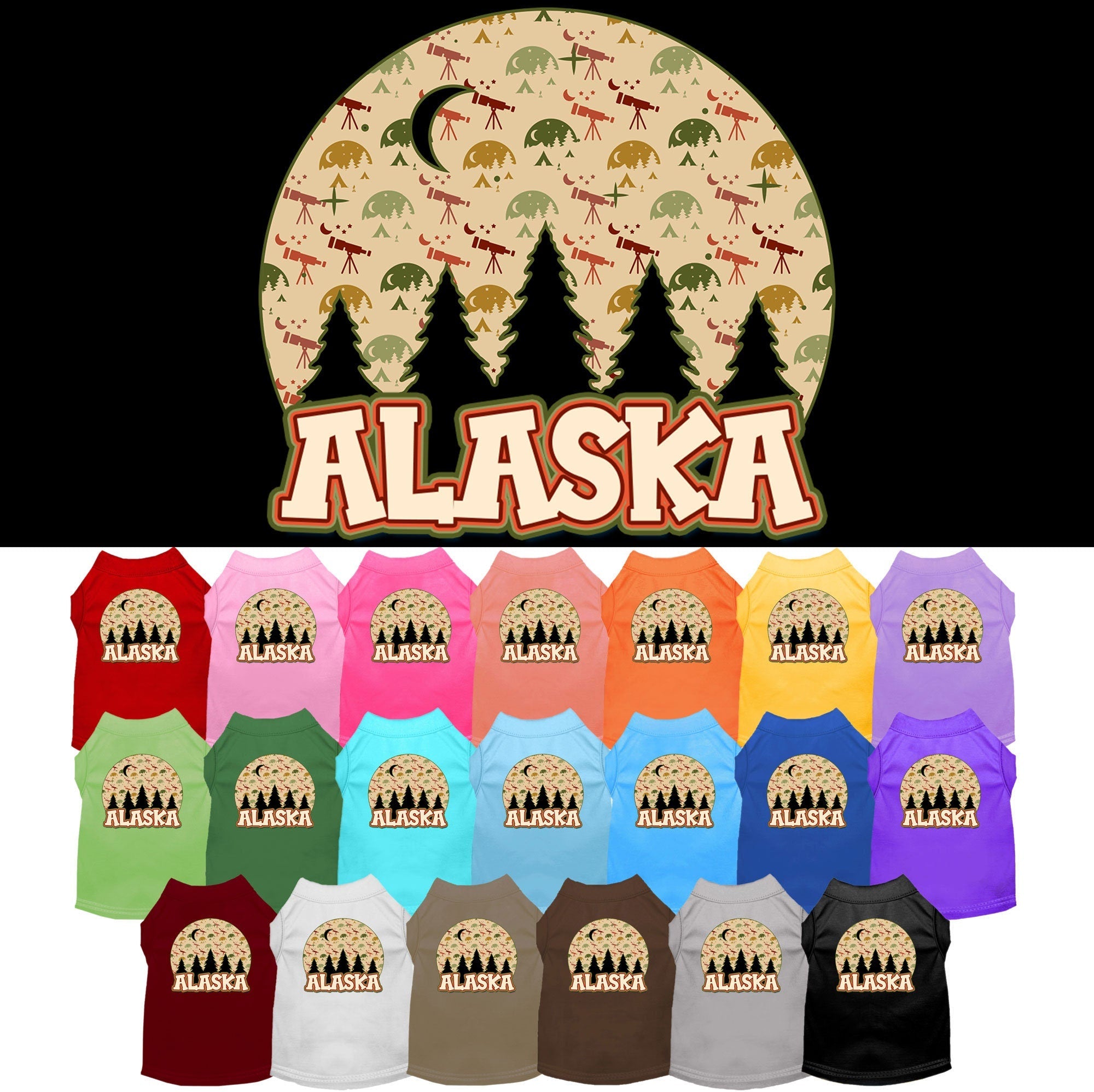 Pet Dog & Cat Screen Printed Shirt for Small to Medium Pets (Sizes XS-XL), "Alaska Under The Stars"-0