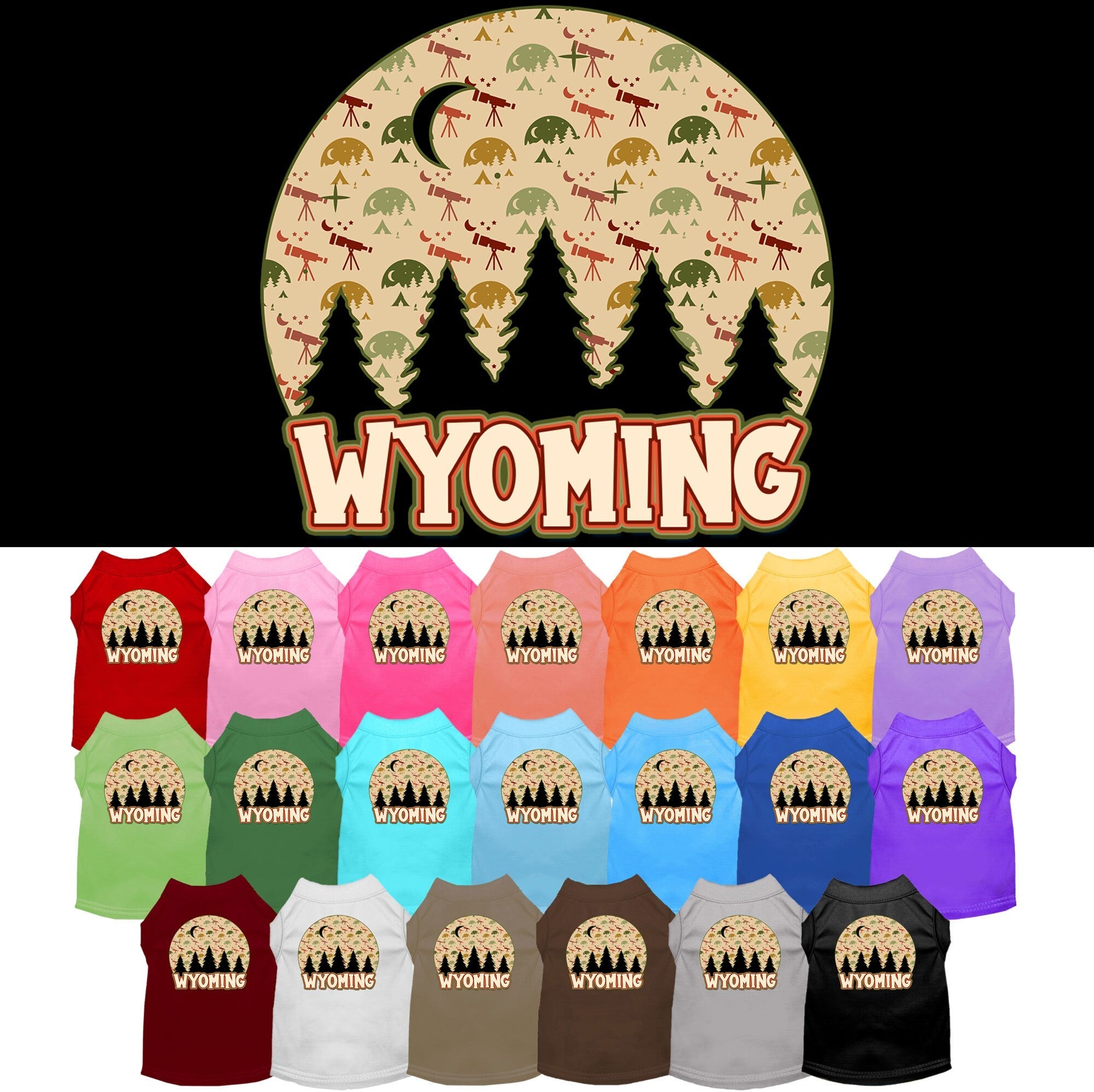 Pet Dog & Cat Screen Printed Shirt for Small to Medium Pets (Sizes XS-XL), "Wyoming Under The Stars"-0