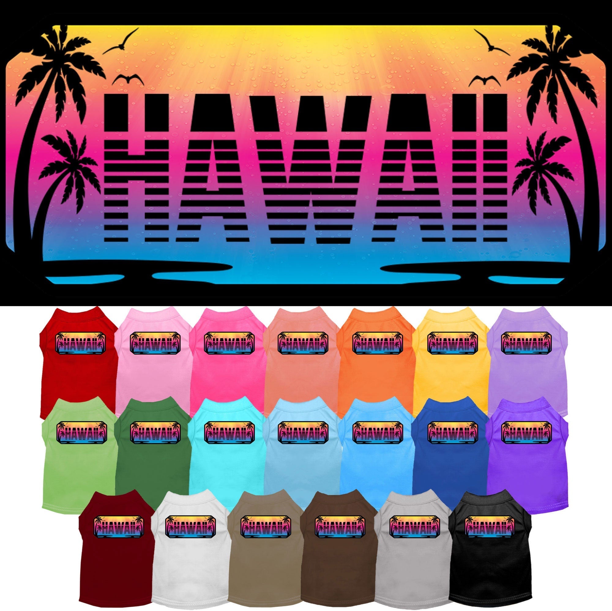 Pet Dog & Cat Screen Printed Shirt for Medium to Large Pets (Sizes 2XL-6XL), "Hawaii Beach Shades"-0