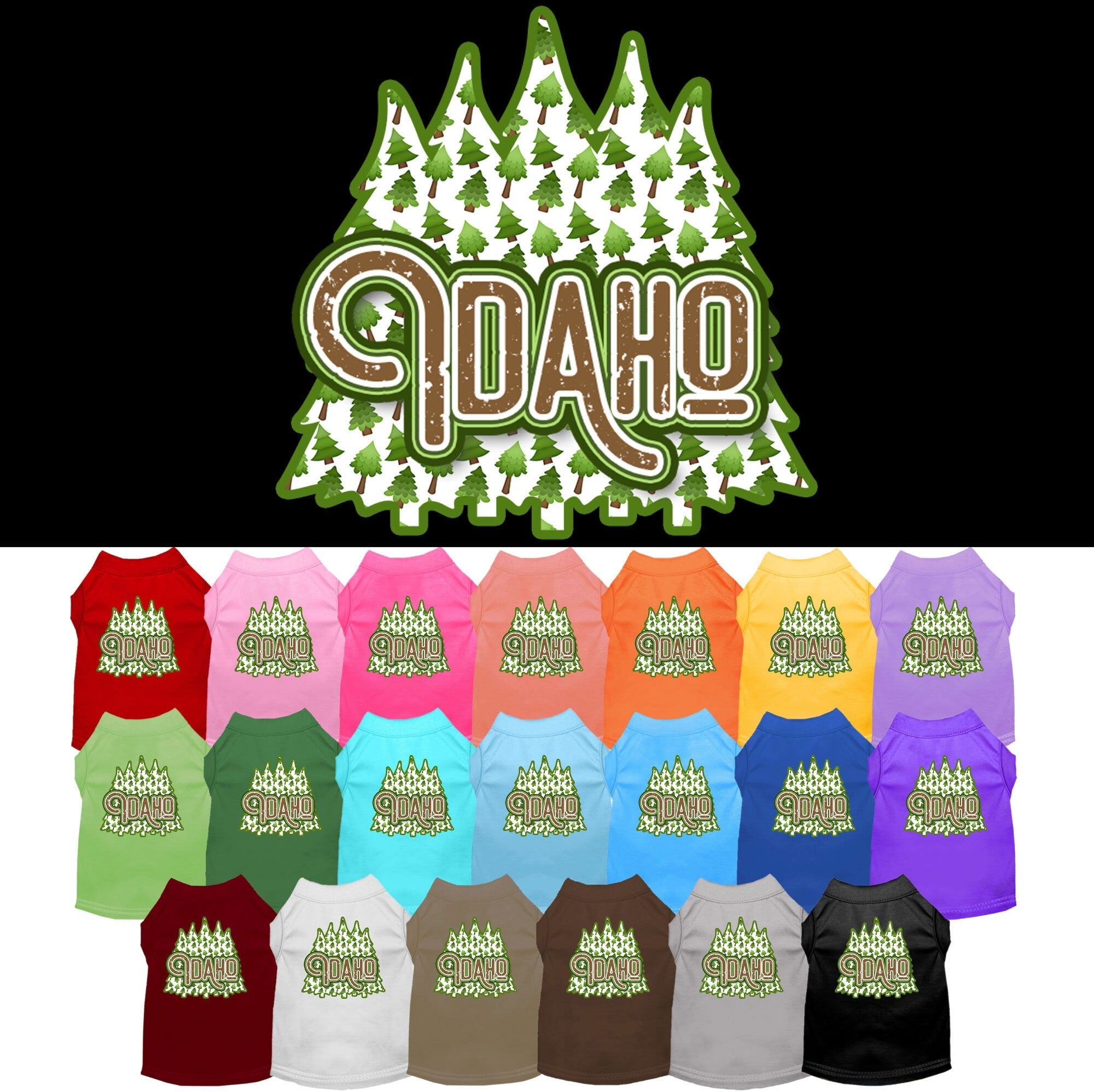 Pet Dog & Cat Screen Printed Shirt for Medium to Large Pets (Sizes 2XL-6XL), "Idaho Woodland Trees"-0