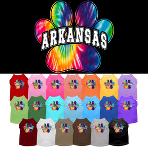 Pet Dog & Cat Screen Printed Shirt for Small to Medium Pets (Sizes XS-XL), "Arkansas Bright Tie Dye"-0