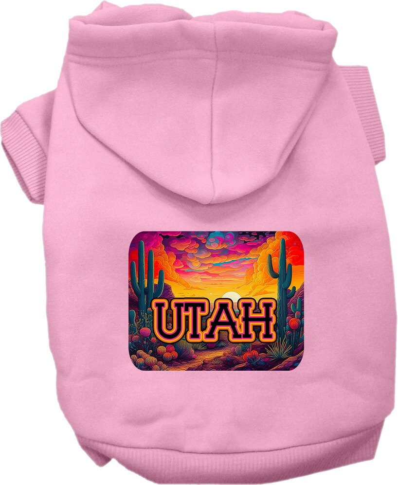 Pet Dog & Cat Screen Printed Hoodie for Small to Medium Pets (Sizes XS-XL), "Utah Neon Desert"-3