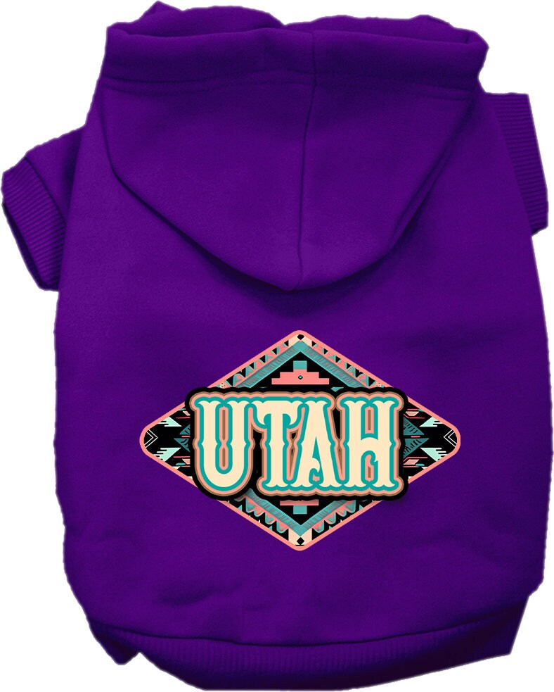 Pet Dog & Cat Screen Printed Hoodie for Small to Medium Pets (Sizes XS-XL), "Utah Peach Aztec"-2