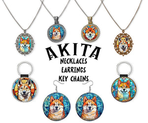 Akita Breed Jewelry - Stained Glass Style Necklaces, Earrings and more!-0