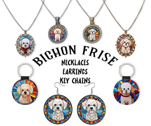 Bichon Frise Jewelry - Stained Glass Style Necklaces, Earrings and more!-0