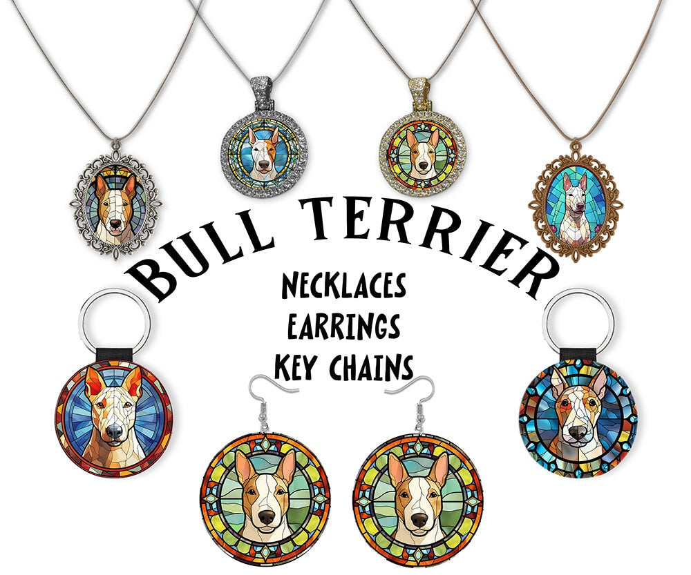 Bull Terrier Jewelry - Stained Glass Style Necklaces, Earrings and more!-0