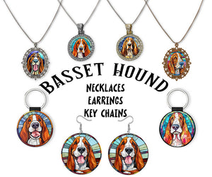 Basset Hound Jewelry - Stained Glass Style Necklaces, Earrings and more!-0