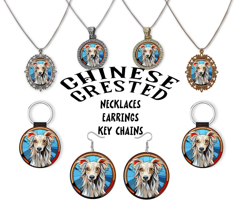 Chinese Crested Breed Jewelry - Stained Glass Style Necklaces, Earrings and more!-0