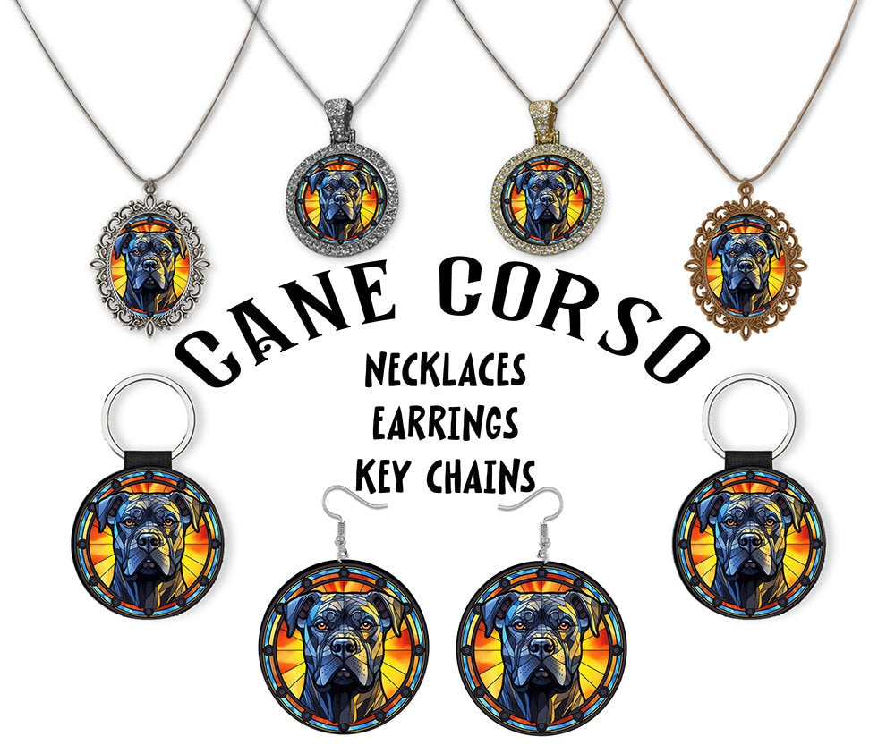 Cane Corso Breed Jewelry - Stained Glass Style Necklaces, Earrings and more!-0