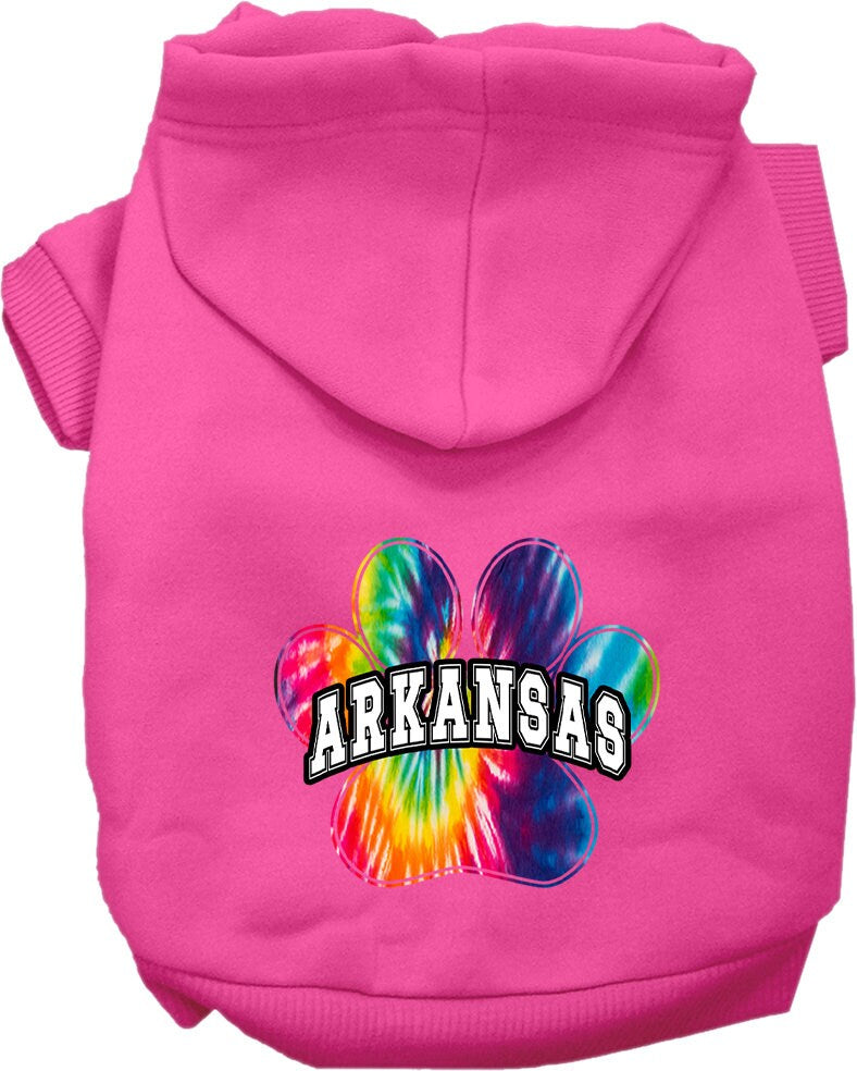 Pet Dog & Cat Screen Printed Hoodie for Medium to Large Pets (Sizes 2XL-6XL), "Arkansas Bright Tie Dye"-1