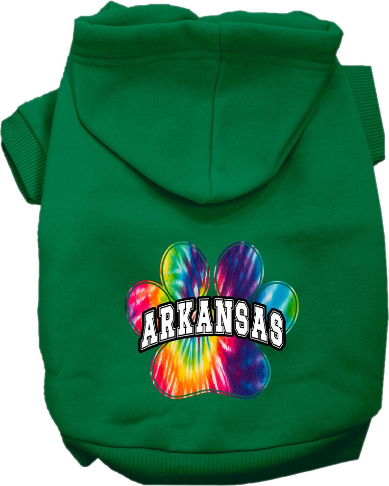 Pet Dog & Cat Screen Printed Hoodie for Medium to Large Pets (Sizes 2XL-6XL), "Arkansas Bright Tie Dye"-4