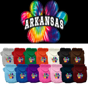 Pet Dog & Cat Screen Printed Hoodie for Medium to Large Pets (Sizes 2XL-6XL), "Arkansas Bright Tie Dye"-0