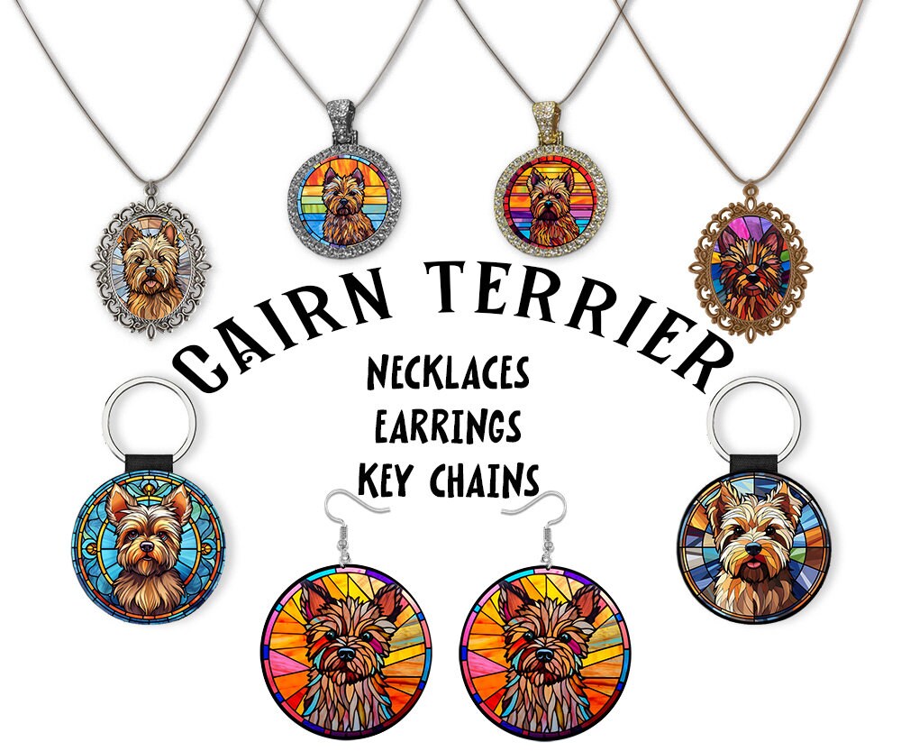 Cairn Terrier Jewelry - Stained Glass Style Necklaces, Earrings and more!-0