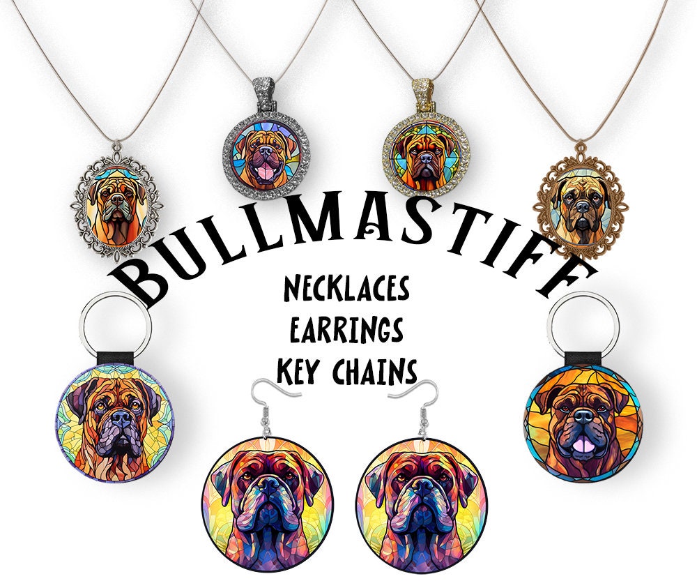 Bullmastiff Jewelry - Stained Glass Style Necklaces, Earrings and more!-0